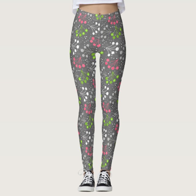 Legging Padrão simples de bagas multicoloridas retro sexag (Frente)