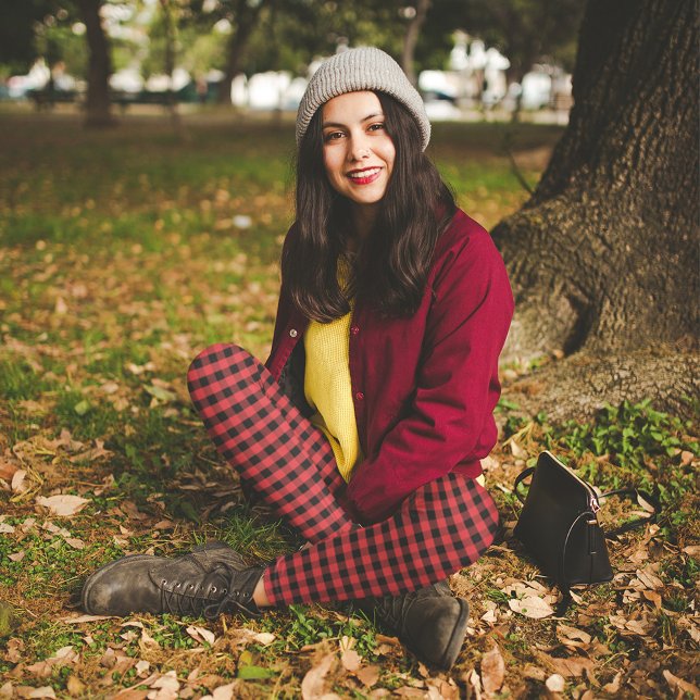 Legging Padrão Simples de Verificação de Buffalo Rústico R (Black and red buffalo check pattern legging. )