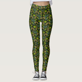 Legging Padrão sofisticado de design floral azul e bege
