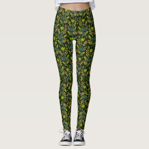 Legging Padrão sofisticado de design floral azul e bege