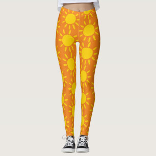 Legging Padrão Sol De Verão Amarelo-Abstrato legal Em Lara