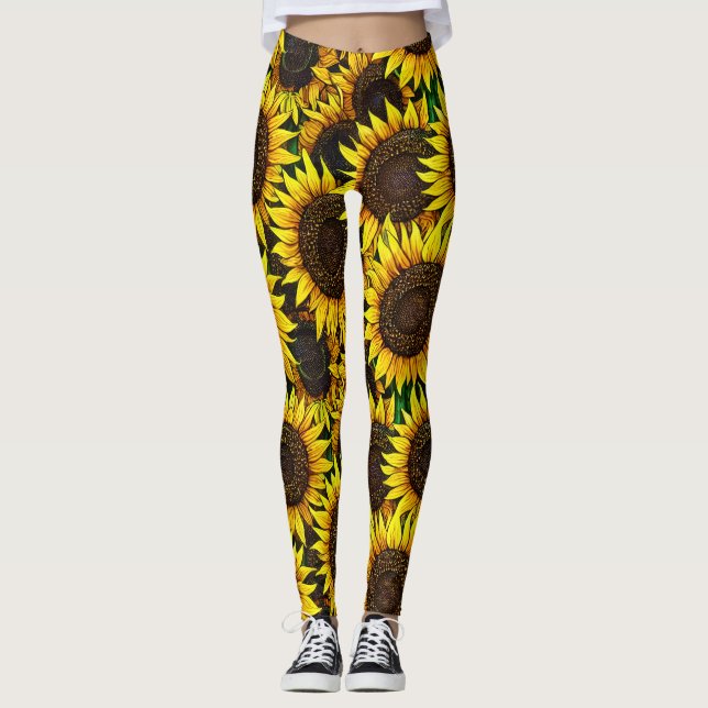 Legging Padrão Sunny Large Sunflower (Frente)