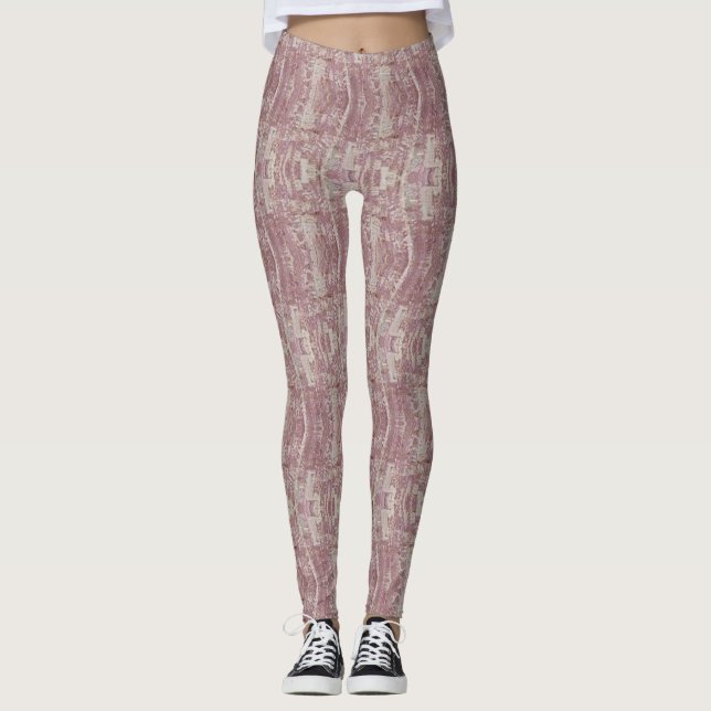 Legging Padrão Texturizado Abstrato Rosa Empoeirado (Frente)