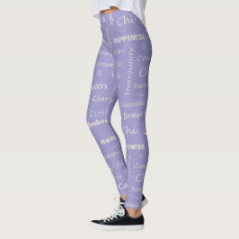 Legging Padrão Tipográfico de Palavras de Bem-Estar de Ate