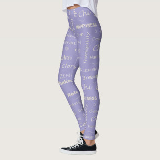 Legging Padrão Tipográfico de Palavras de Bem-Estar de Ate