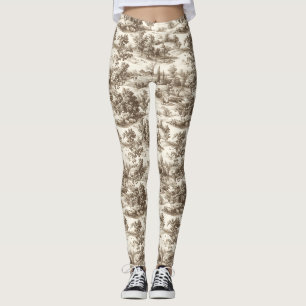 Legging Padrão Toile de Abóbora de Colheita Sépia Cottagec