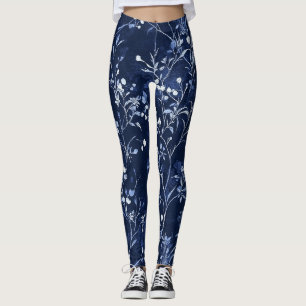 Legging Padrão Toile Floral Vintage Azul (10)