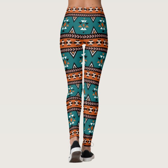 Legging Padrão Tribal Asteca Azul (Verso)