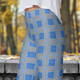 Legging Padrão Tribal Azul e Preto