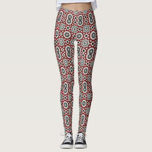 Legging Padrão Tribal Burgundy Sindhi Ajrak