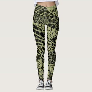 Legging Padrão tribal de Abstrato geométrica amarelo ele