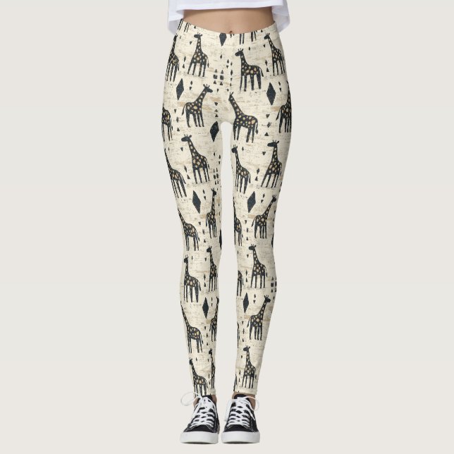 Legging Padrão Tribal Girafa Boho (Frente)