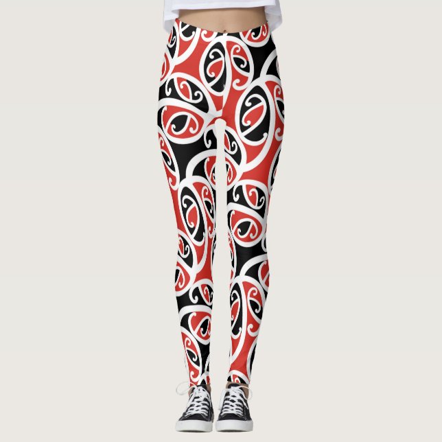Legging Padrão Tribal Kowhaiwhai Mangopare Maori (Frente)