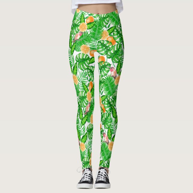 Legging Padrão tropical, beija-flores II (Frente)