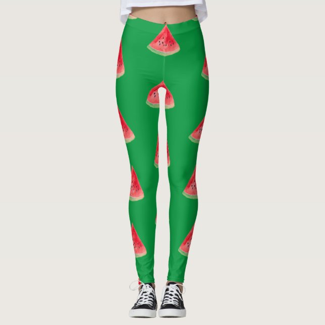 Legging Padrão tropical da Comida de fruta de melancia (Frente)