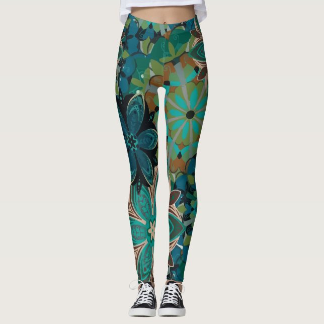 Legging Padrão tropical das flores exóticas (Frente)