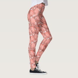 Legging Padrão Tropical Rosa e Coral