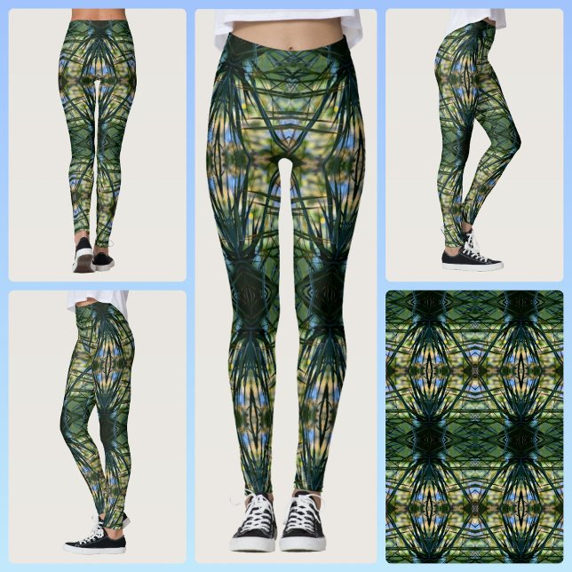 Legging Padrão Tropical Verde Boho Chic (Criador carregado)