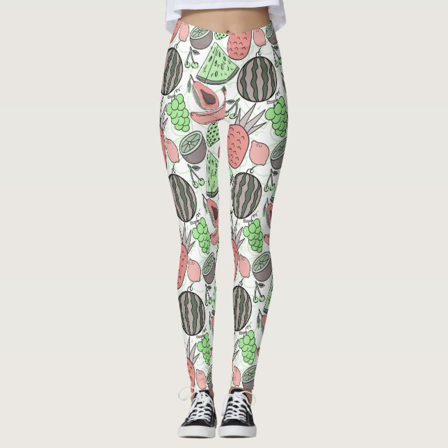 Legging padrão uniforme de fruta | padrão da superfície da (Frente)