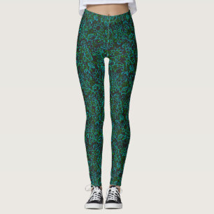 Legging Padrão vegetal.14D Verde Verde Cinzento BG