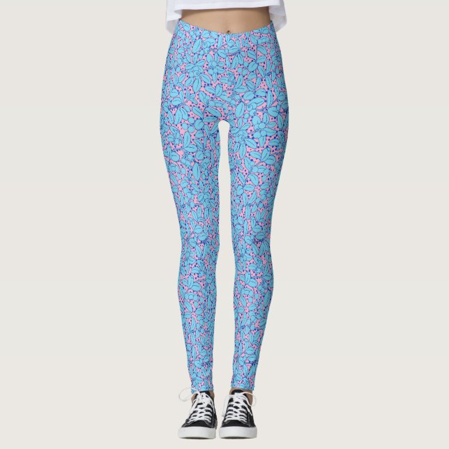 Legging Padrão vegetal A09w Rosa BG (Frente)