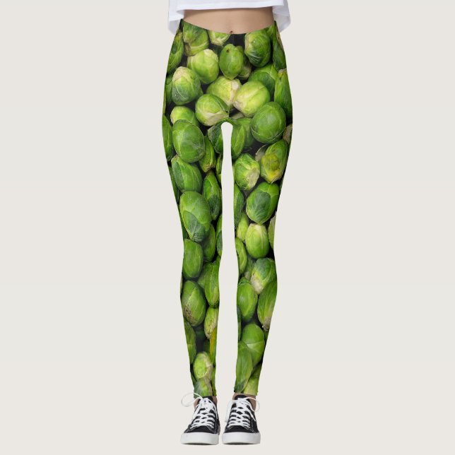 Legging Padrão vegetal verde de germinação em Bruxelas (Frente)