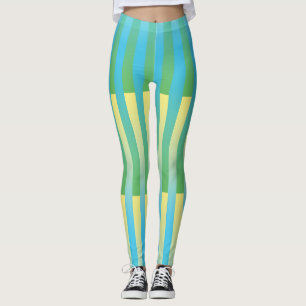 Legging Padrão verde amarelo azul riscado