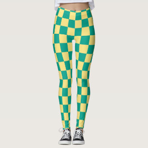 Legging Padrão Verde + Amarelo da Desktop Board Checkered