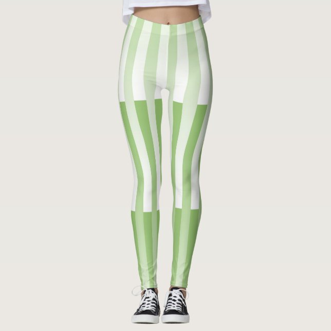 Legging Padrão verde branco riscado (Frente)