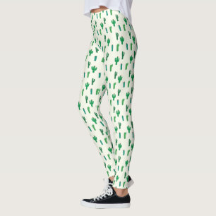 Legging Padrão Verde Brilhante de Cactus