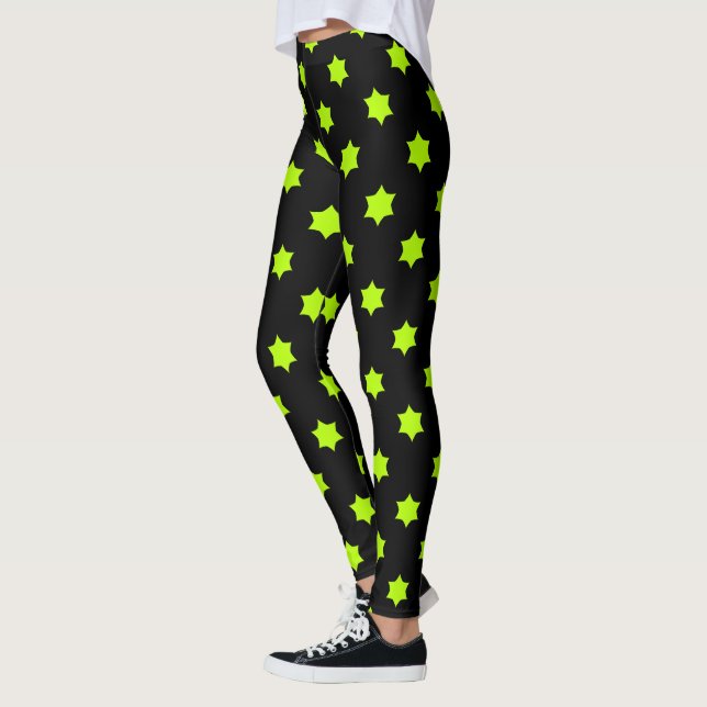 Legging Padrão verde brilhante de estrelas (Esquerda)