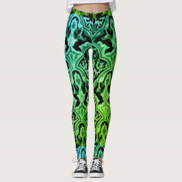 Legging Padrão verde Damask Elegante