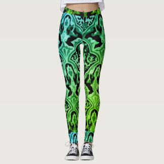 Legging Padrão verde Damask Elegante