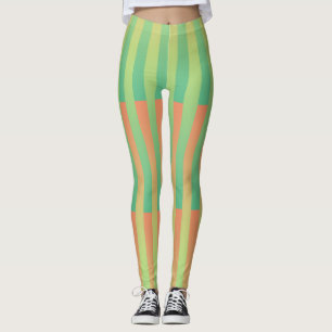 Legging Padrão verde laranja riscado