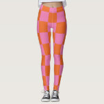 Legging Padrão Verificado Cor-de-Rosa e Laranja<br><div class="desc">Leggings de padrão verificadas cor-de-rosa e laranja</div>