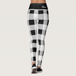 Legging Padrão Verificado da Cinza Branca Preta da Tendênc