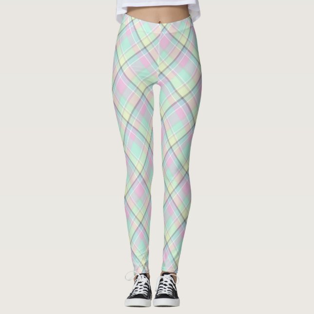 Legging Padrão verificado de cores de caramelo. (Frente)