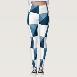 Legging Padrão Verificado de Ilusão 3D Azul Snorkel