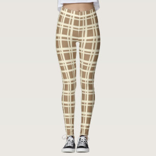 Legging Padrão Verificado do Tartan da Xadrez bege 