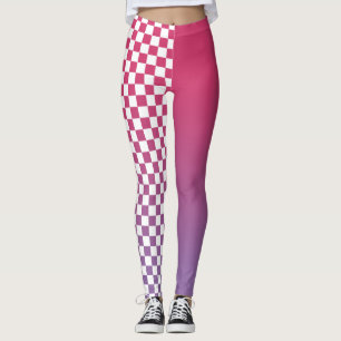 Legging Padrão verificado e gradiente rosa a roxo