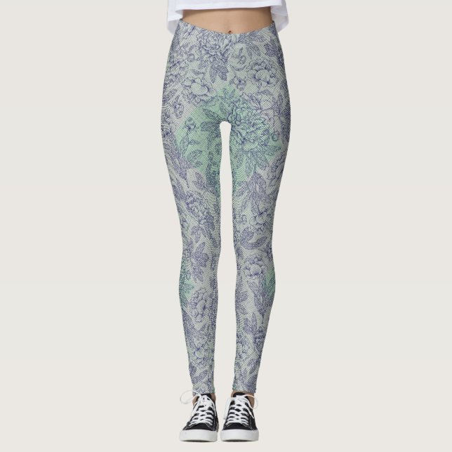 Legging Padrão verificado pequeno flw verde Offwhite BG (Frente)