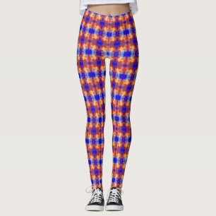 Legging Padrão Vermelho Amarelo Azul Laranja