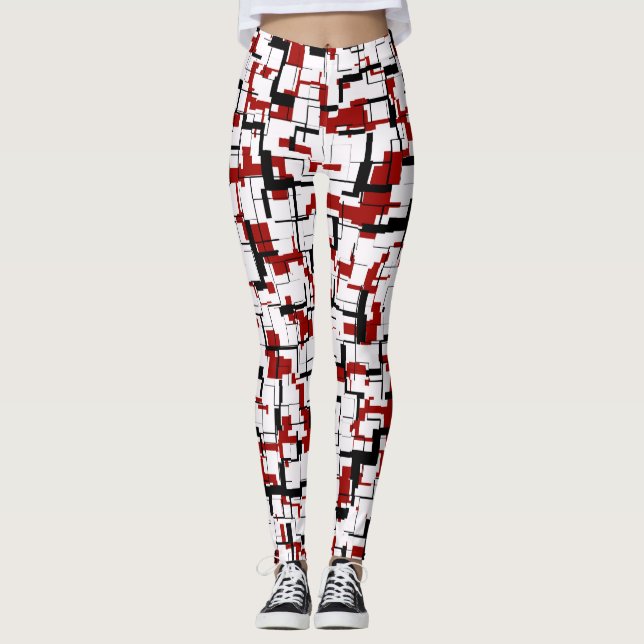 Legging Padrão Vermelho Branco Preto da Camo Digital (Frente)