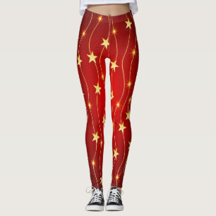 Legging Padrão Vermelho Ruby Adorcido da Estrela