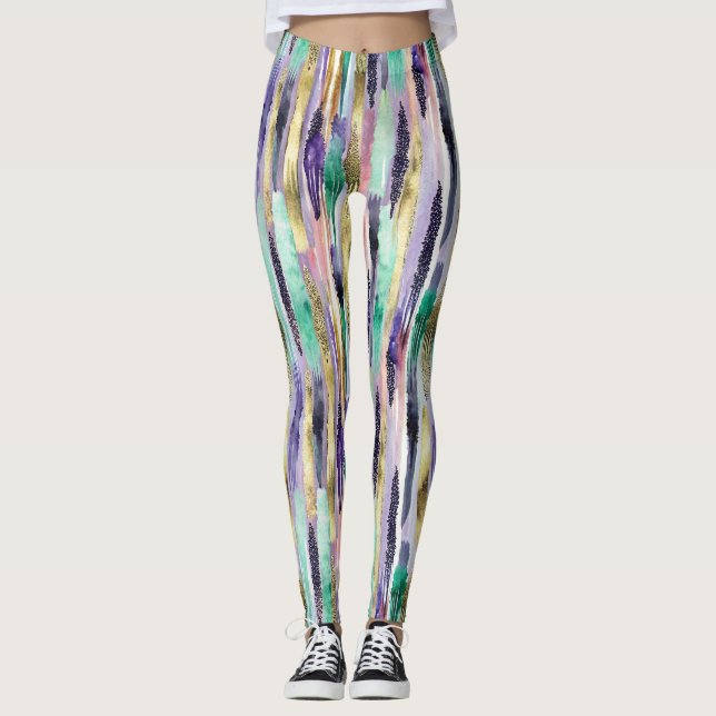 Legging Padrão Vertical Vibrante de Traço (1) (Frente)