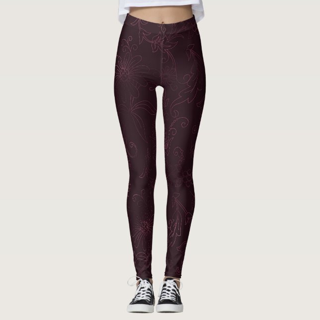 Legging Padrão Vinho de Amora  (Frente)