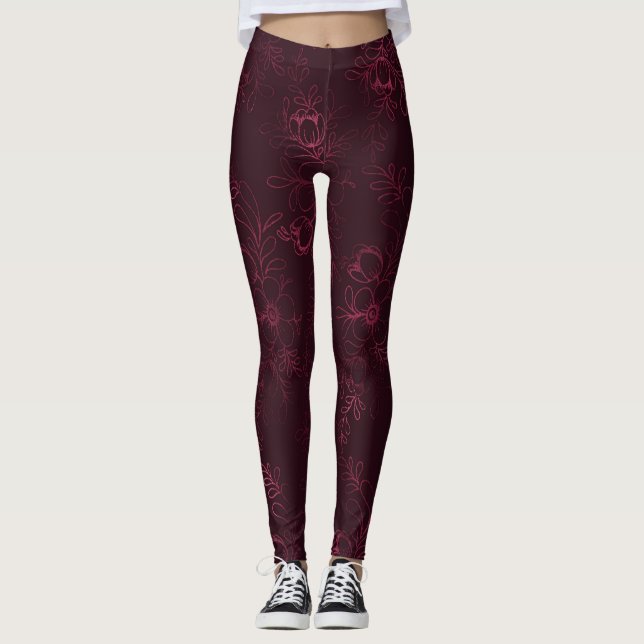 Legging Padrão Vinho de Amora  (Frente)