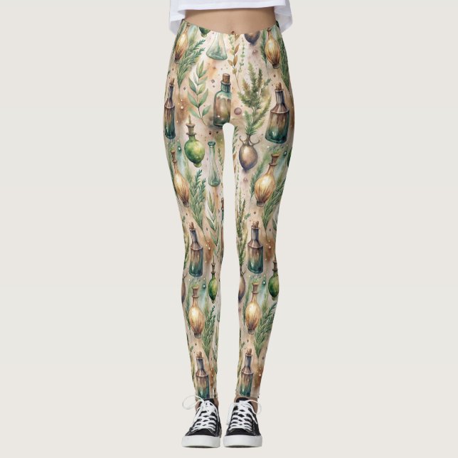 Legging Padrão Vintage de Garrafas Apóticas (3) (Frente)