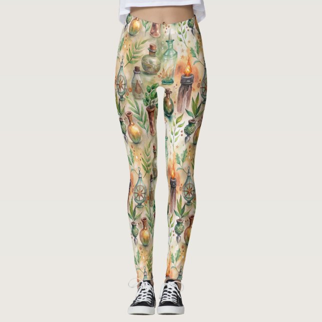 Legging Padrão Vintage de Garrafas Apóticas (5) (Frente)