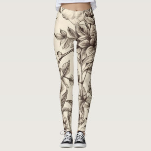 Legging Padrão Vintage Floral Sepia (2)